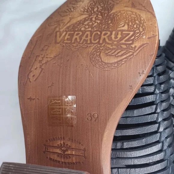 Sundance Veracruz Bella Notte leather Stacked Heel Boho Mules - Picture 16 of 16